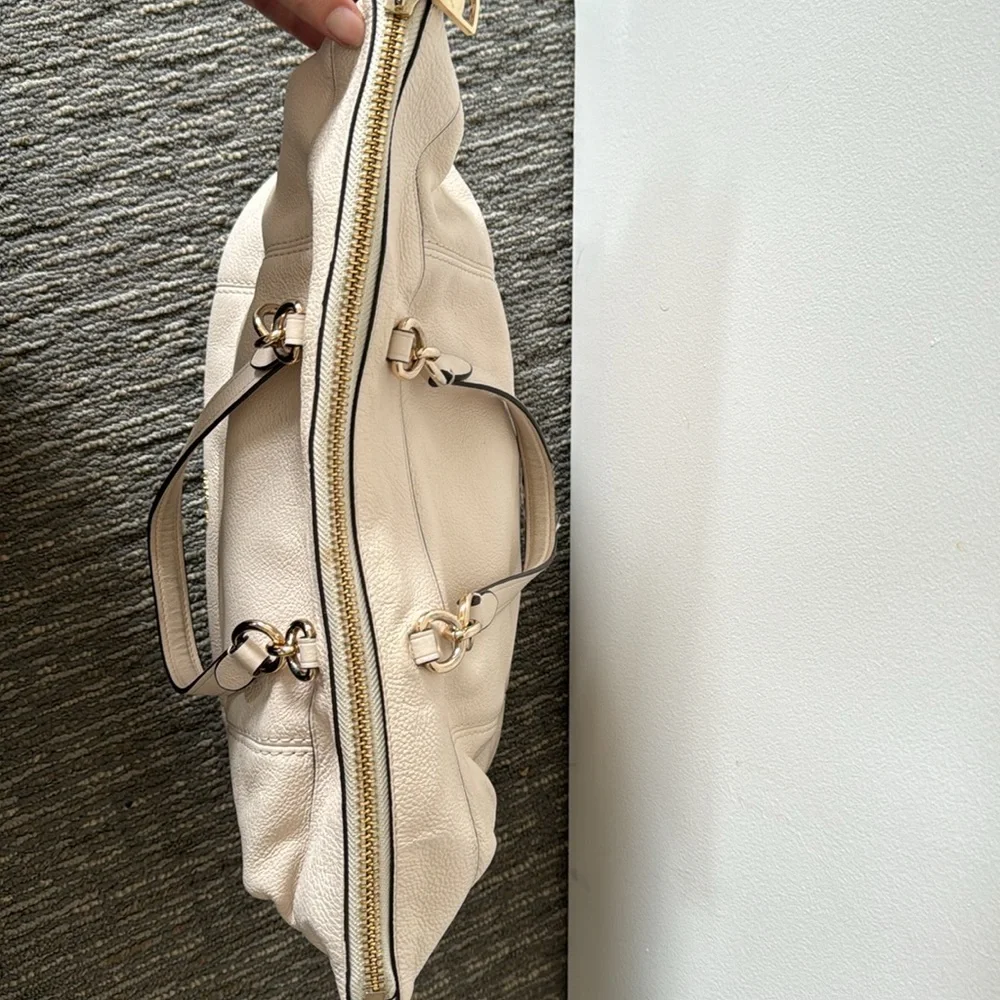 Coach Chalk White Pebbled Leather Lenox Satchel F59325